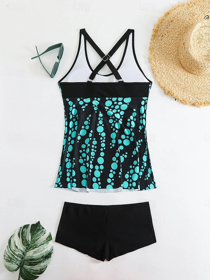 Jade Bubble-Print Tummy-Control Tankini Set