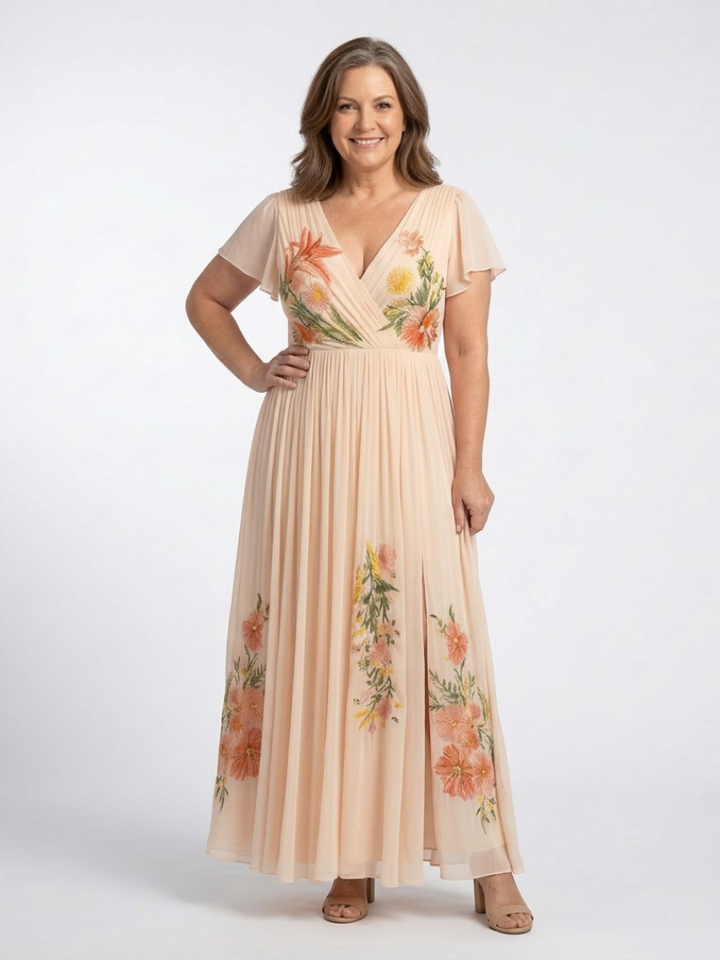 Romantic Garden Party Pleated Floral Maxi Dress
