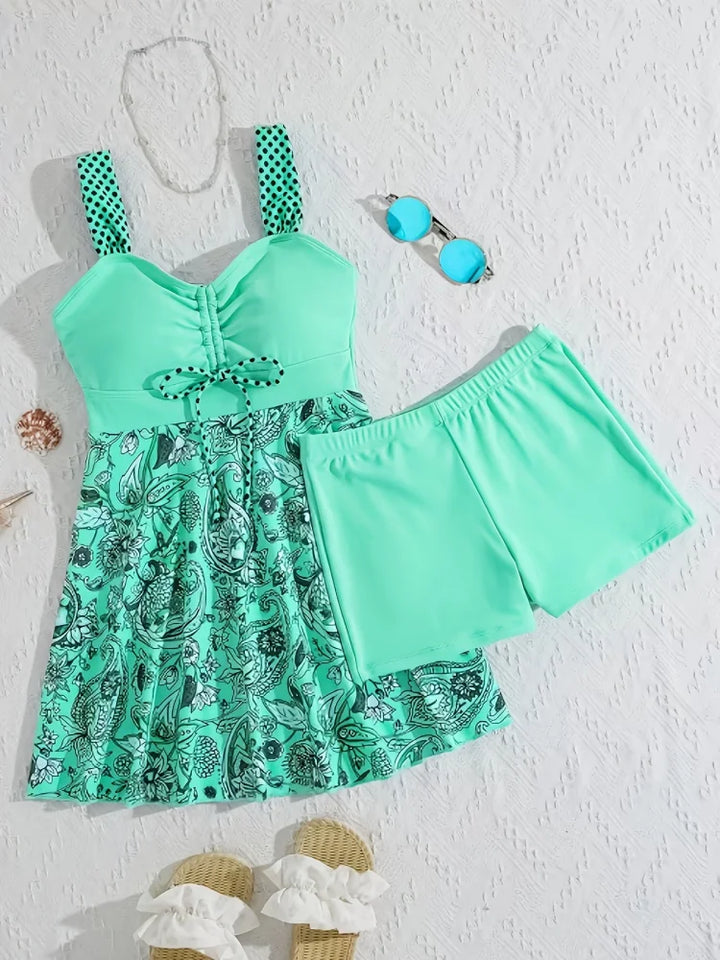 Menta Floral Tummy-Control Swimsuit Set