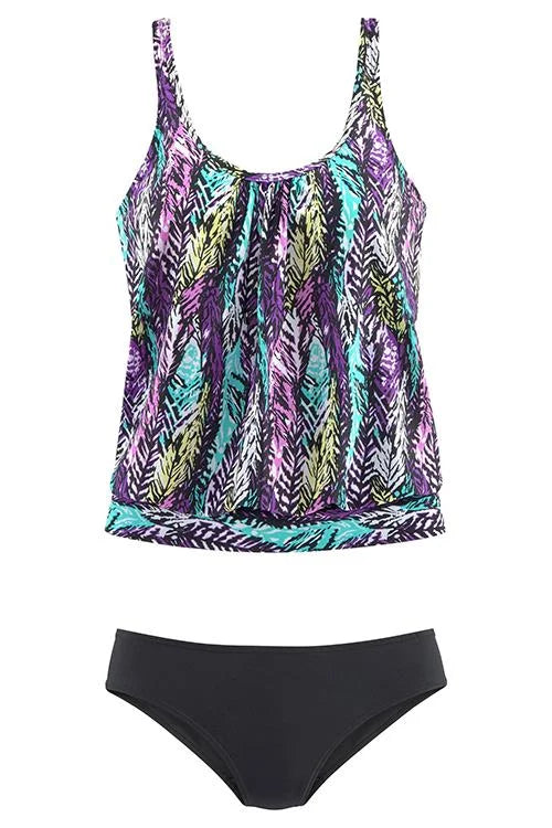 Penacho Feather-Print Tummy-Control Tankini Set