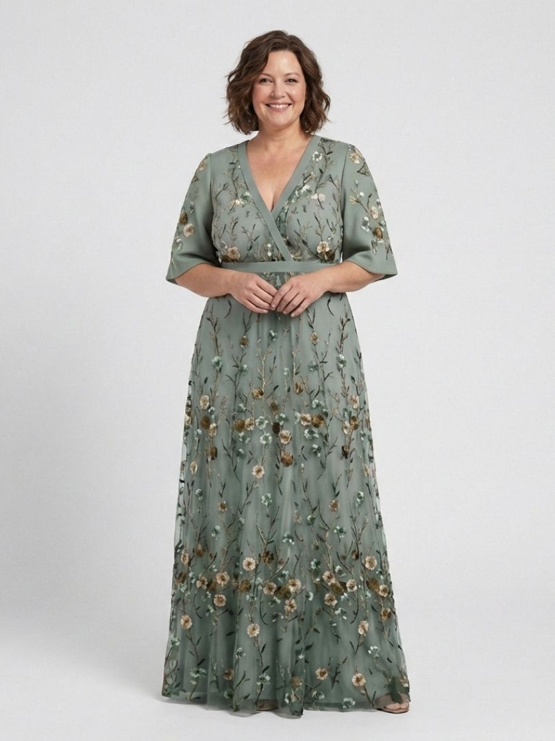 Romantic Garden Party Floral V Neck Maxi Dress
