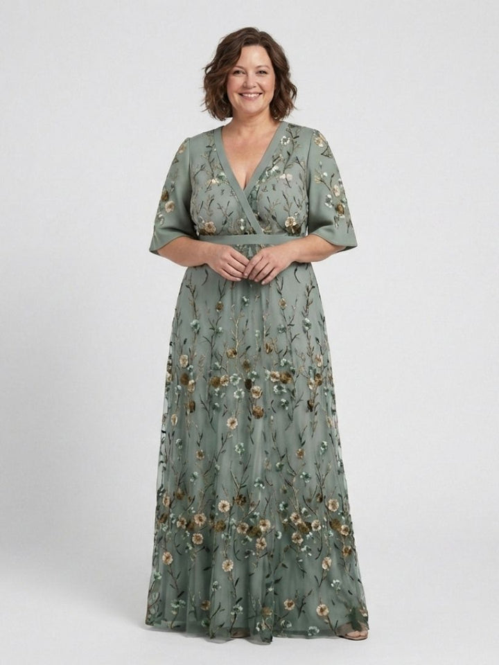 Romantic Garden Party Floral V Neck Maxi Dress