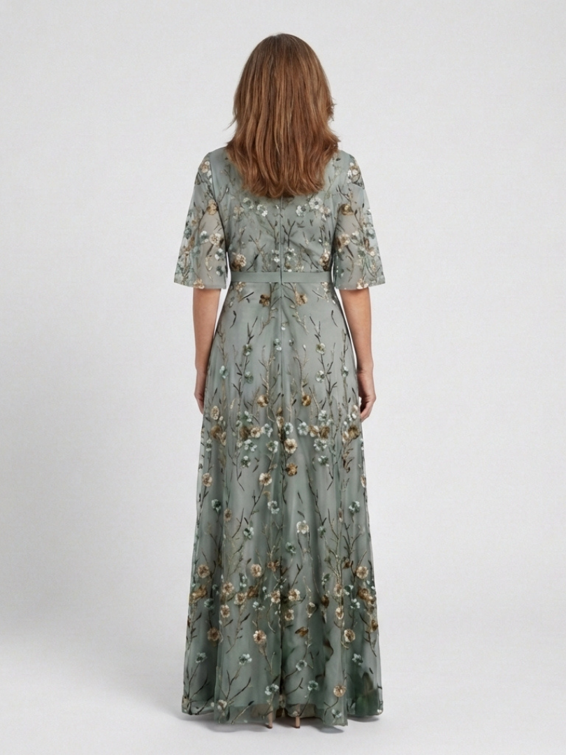 Romantic Garden Party Floral V Neck Maxi Dress