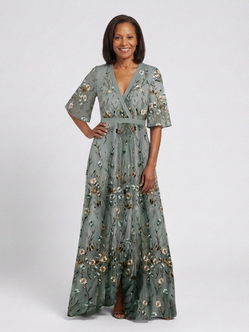 Romantic Garden Party Floral V Neck Maxi Dress