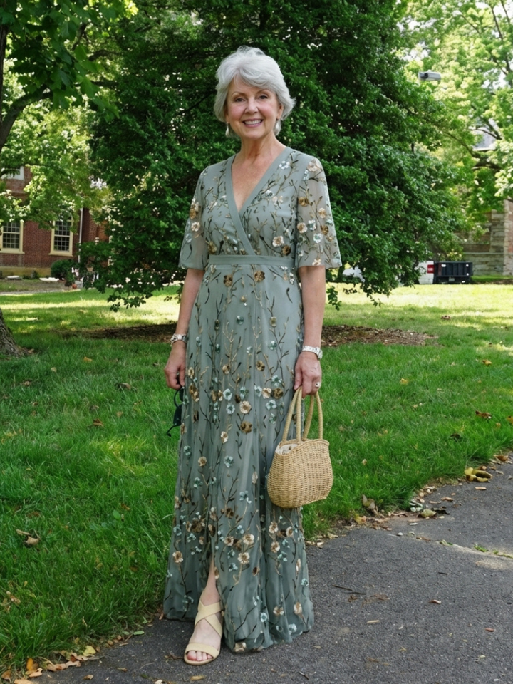 Romantic Garden Party Floral V Neck Maxi Dress