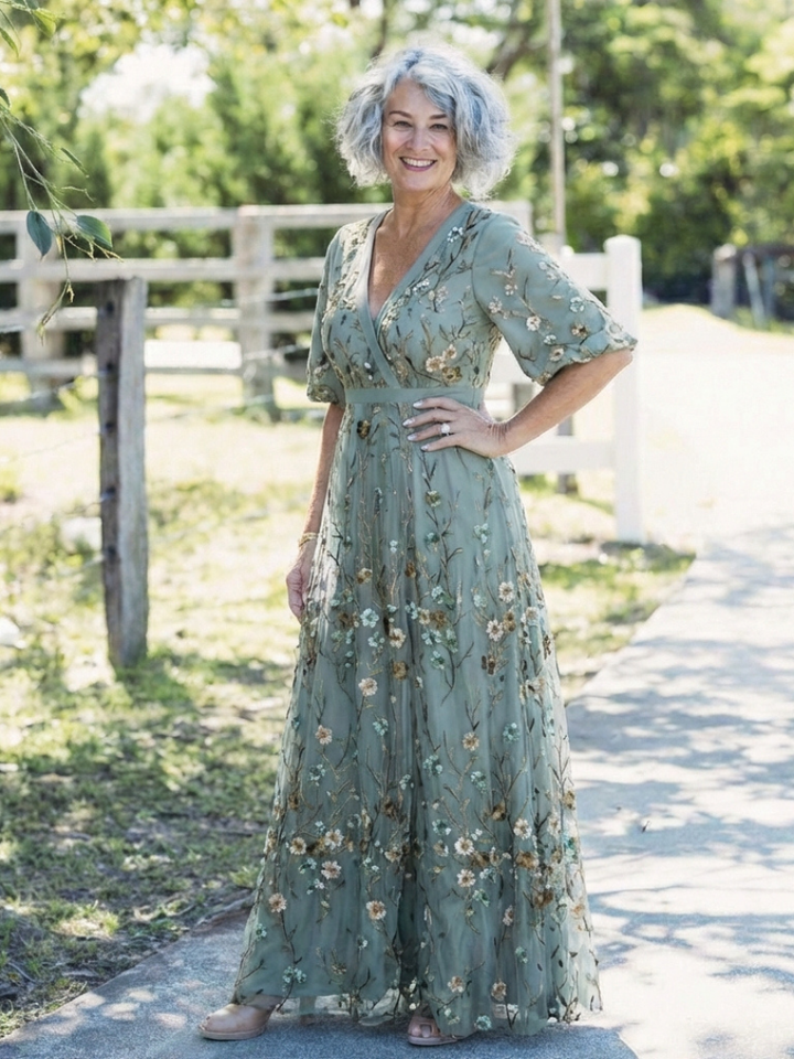 Romantic Garden Party Floral V Neck Maxi Dress