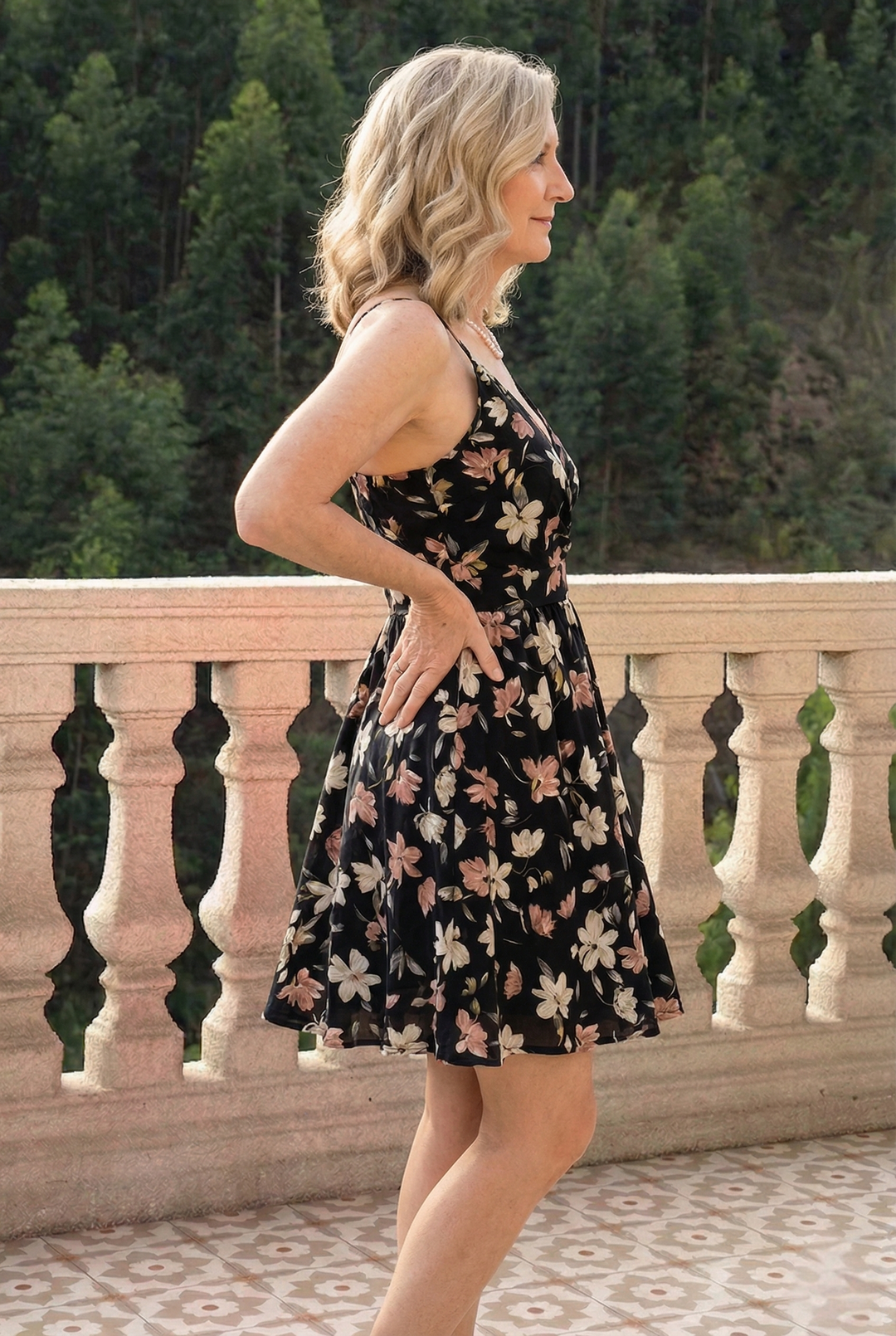Floral Print V-Neck Spaghetti Strap Mini Dress