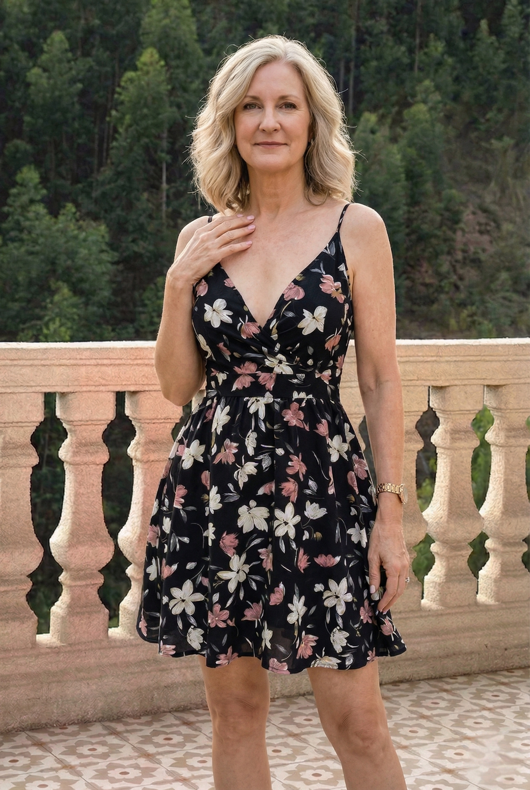 Floral Print V-Neck Spaghetti Strap Mini Dress