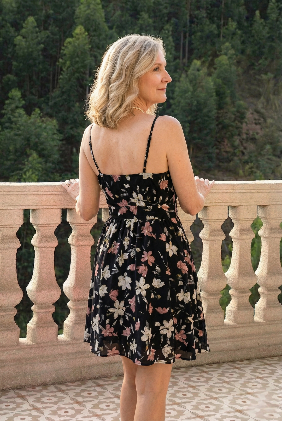 Floral Print V-Neck Spaghetti Strap Mini Dress