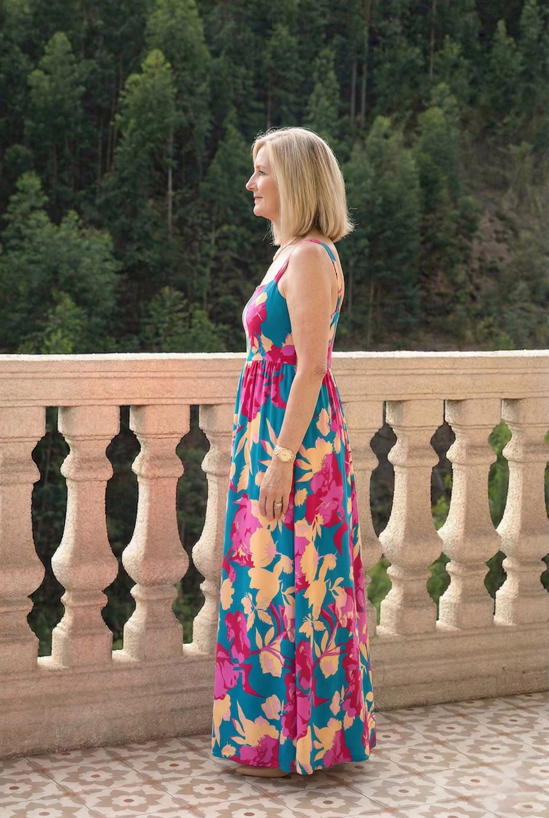 Floral Square Neck Cami Dress with Pockets
