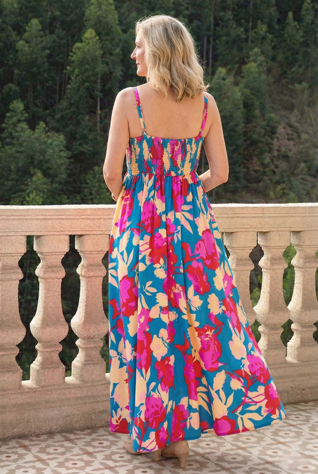 Floral Square Neck Cami Dress with Pockets