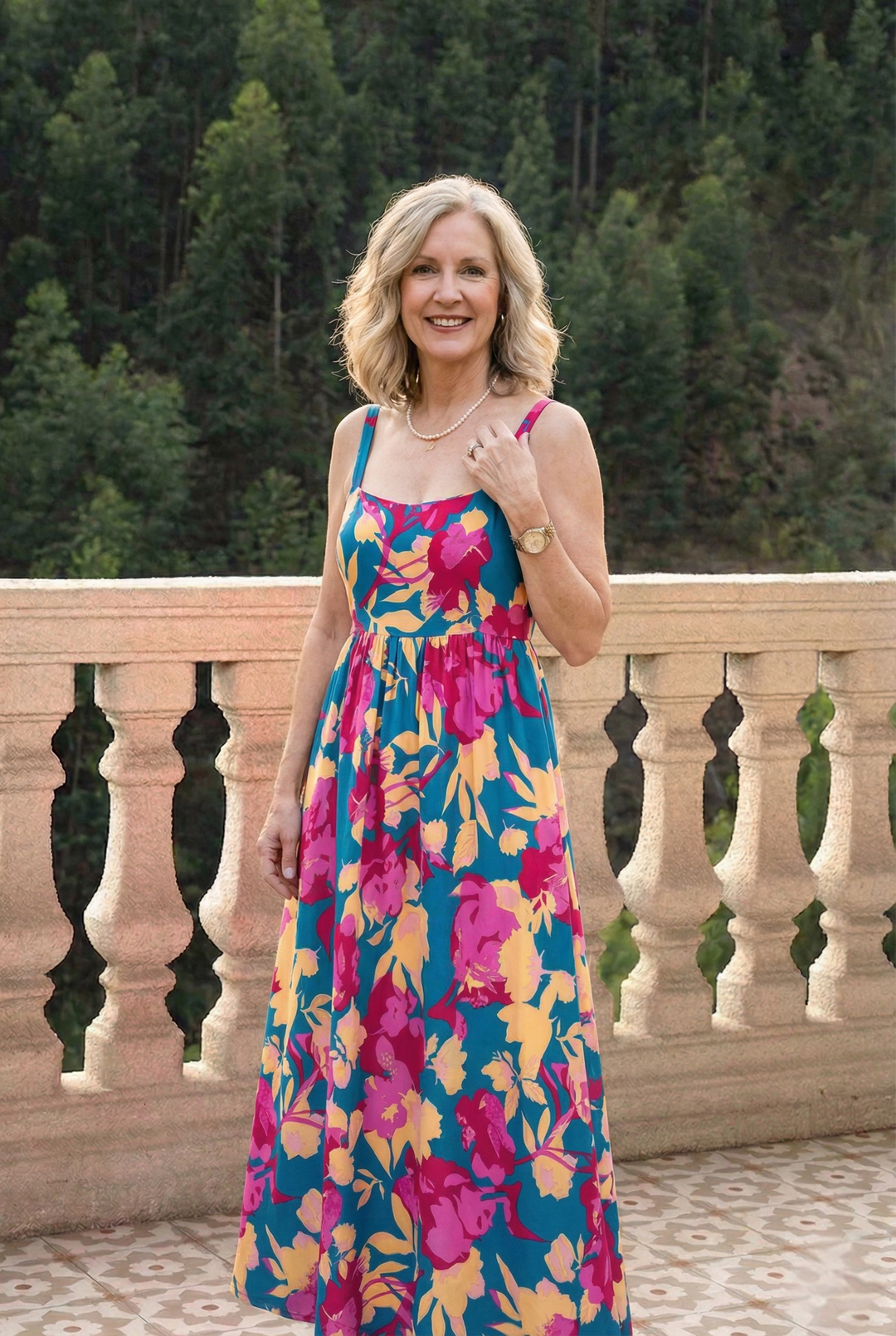 Floral Square Neck Cami Dress with Pockets