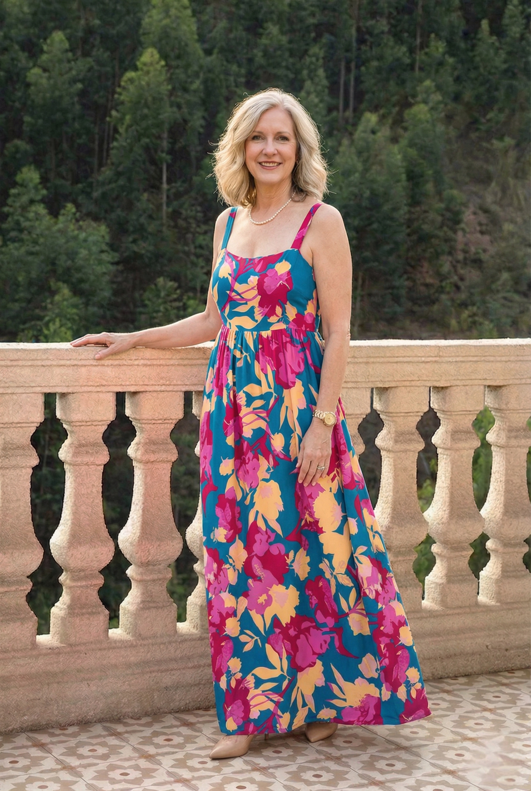 Floral Square Neck Cami Dress with Pockets