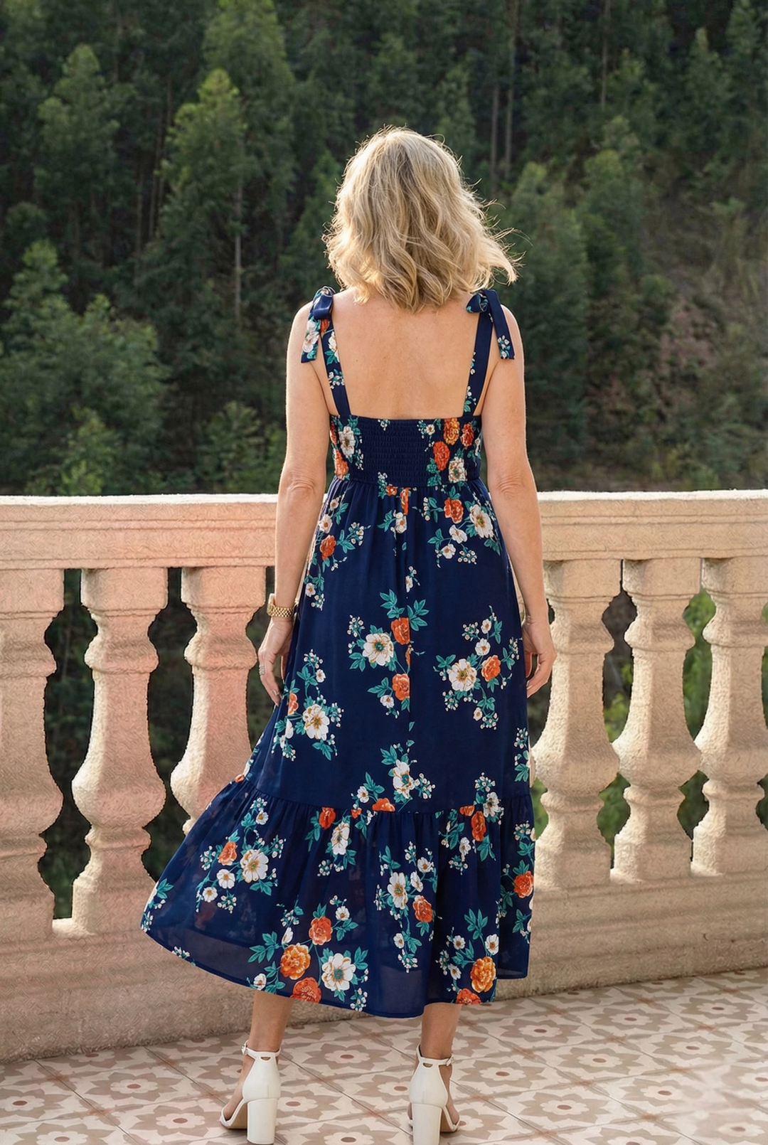 Floral Tie-Shoulder Sleeveless Dress