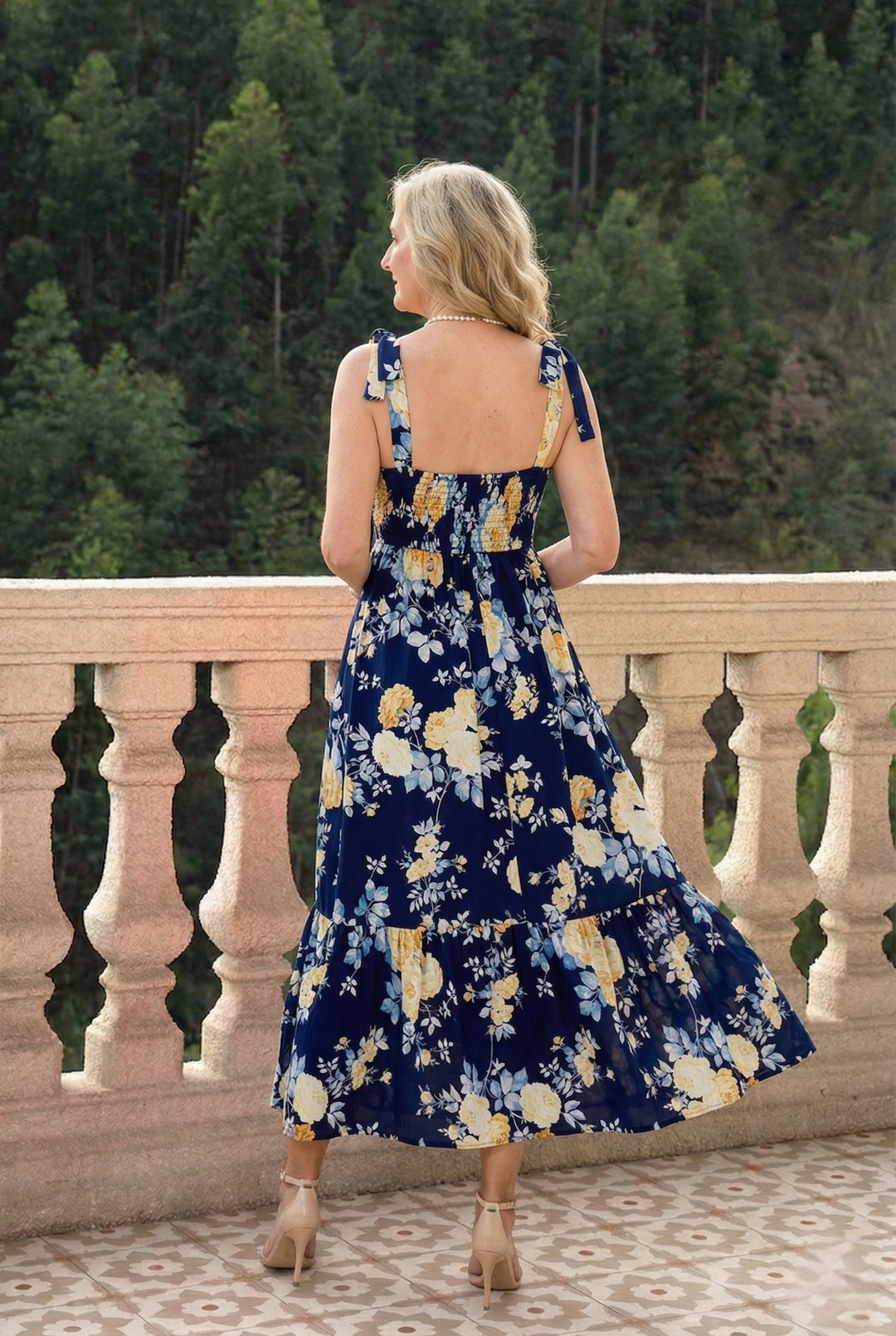 Floral Tie-Shoulder Sleeveless Dress
