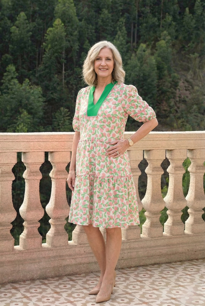 Floral Print Tiered Mini Dress