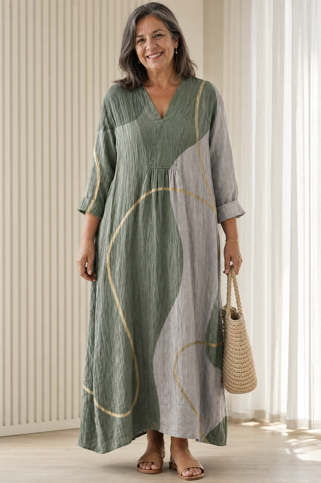 Sage Green Pocket Shift Dress