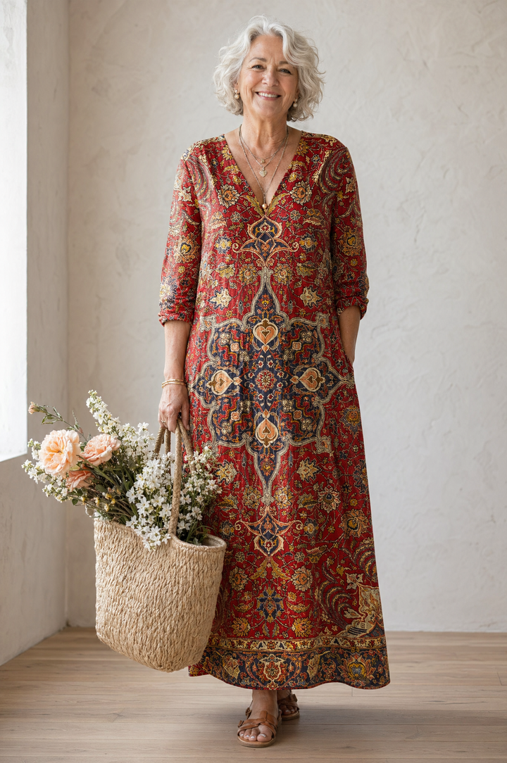 Red Pocket Shift Dress