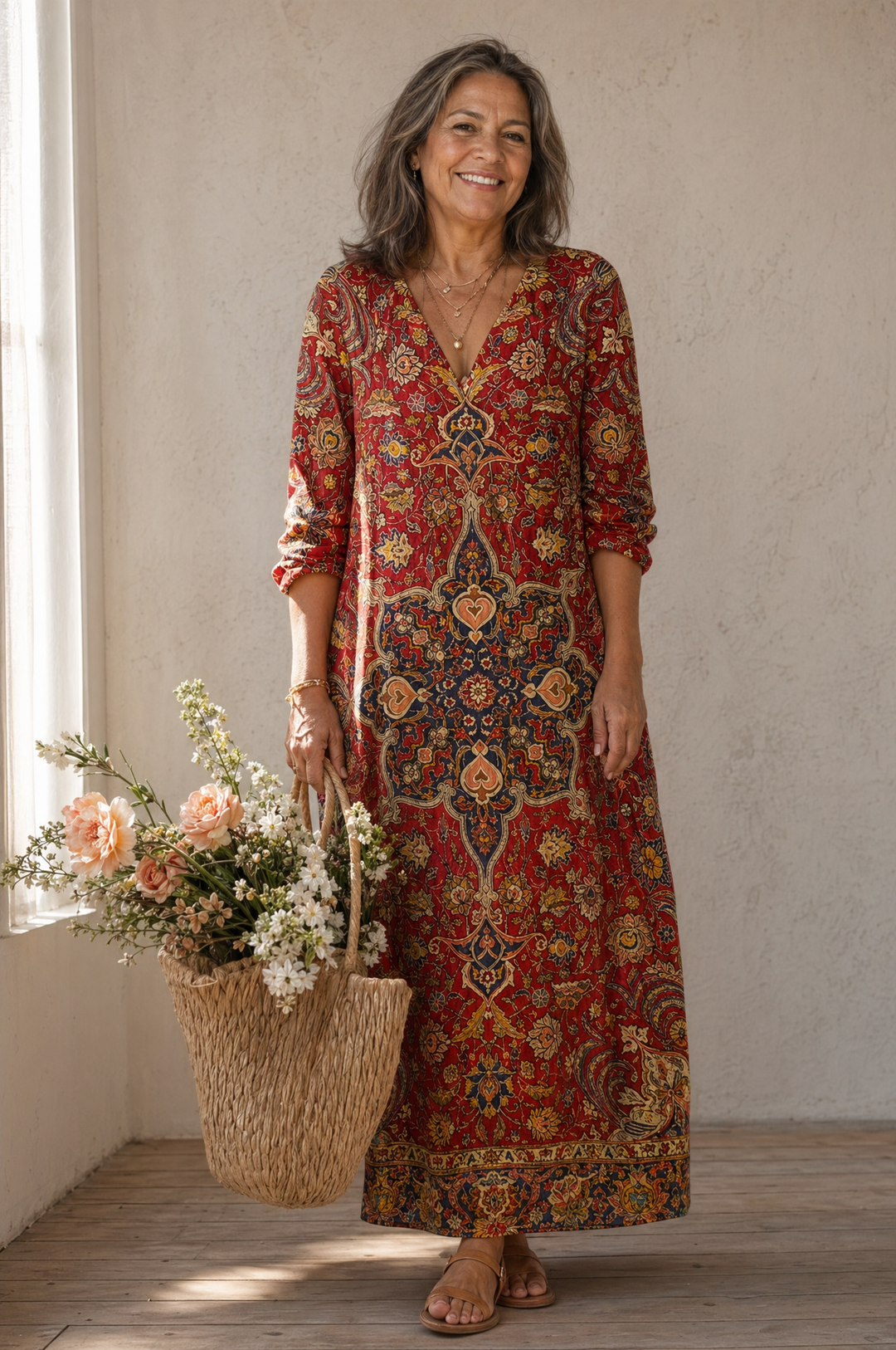 Red Pocket Shift Dress