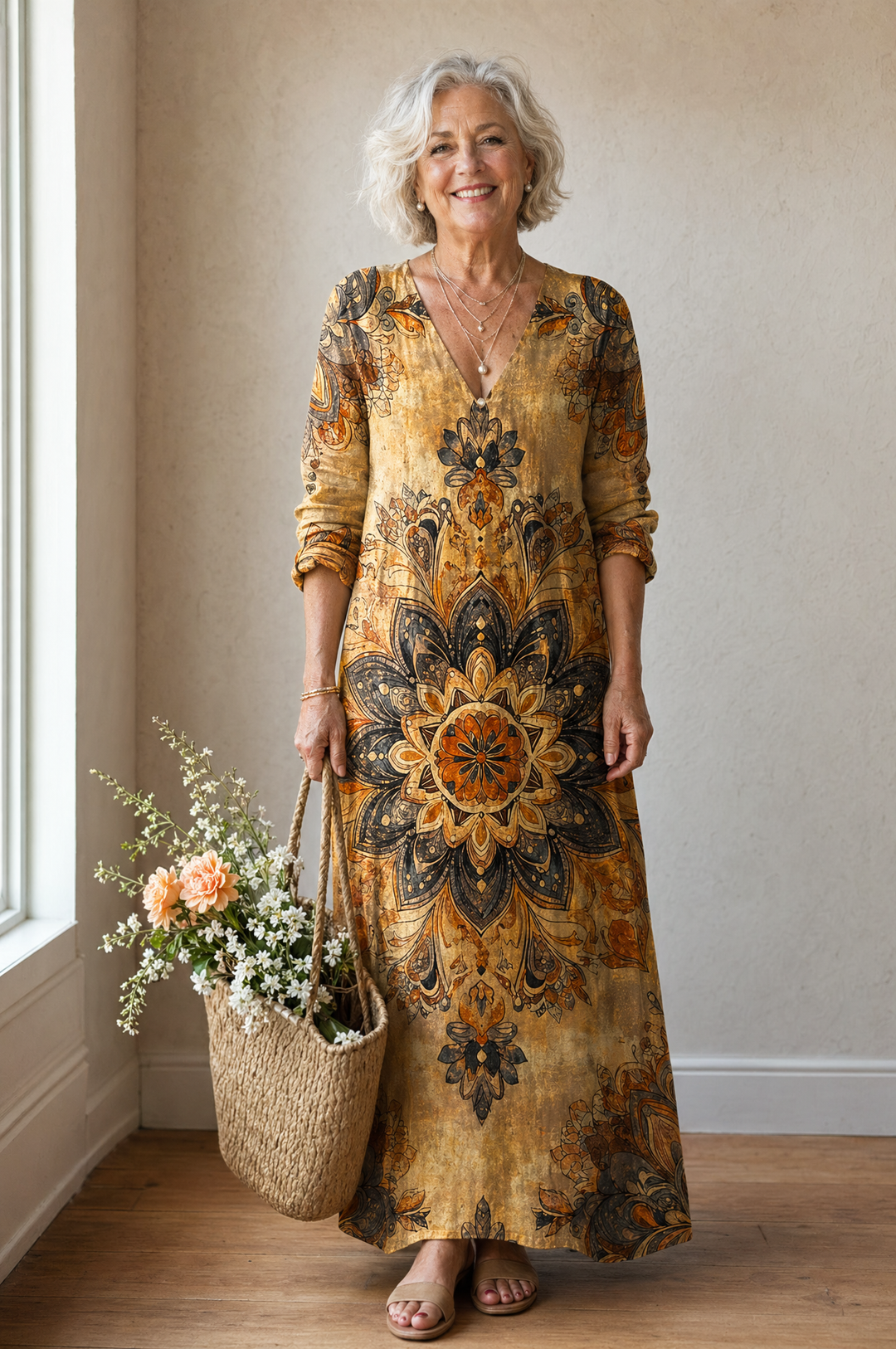 Painterly Print Boho Shift Dress