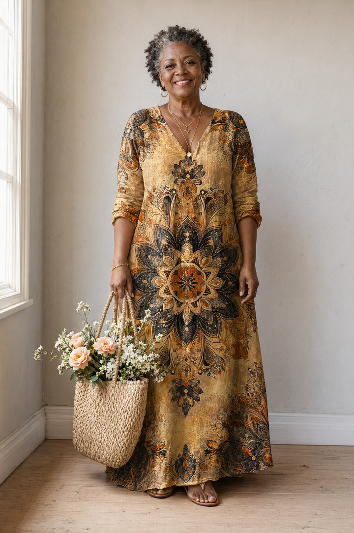 Painterly Print Boho Shift Dress