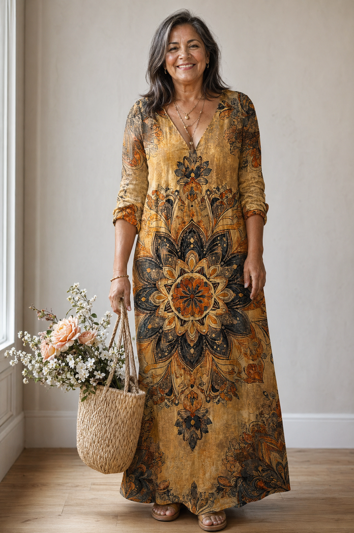 Painterly Print Boho Shift Dress