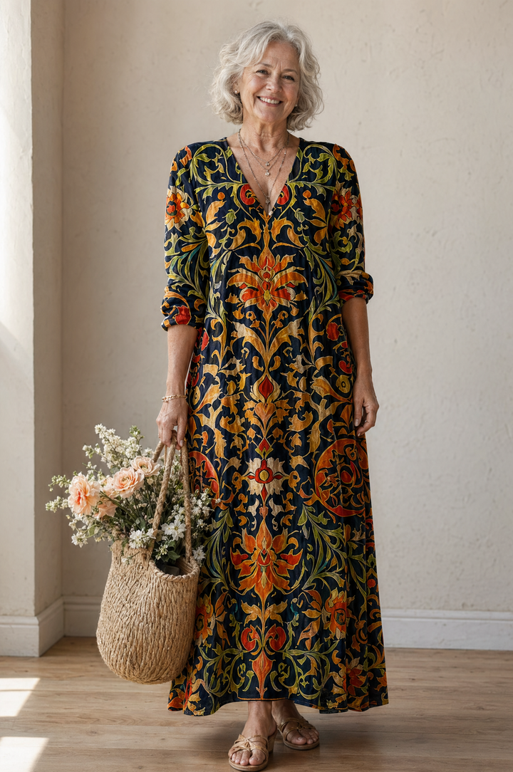 Earth-Tone Boho Shift Dress