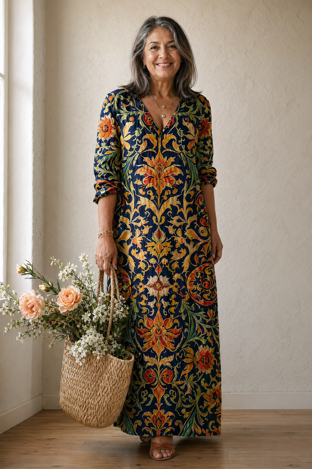 Earth-Tone Boho Shift Dress