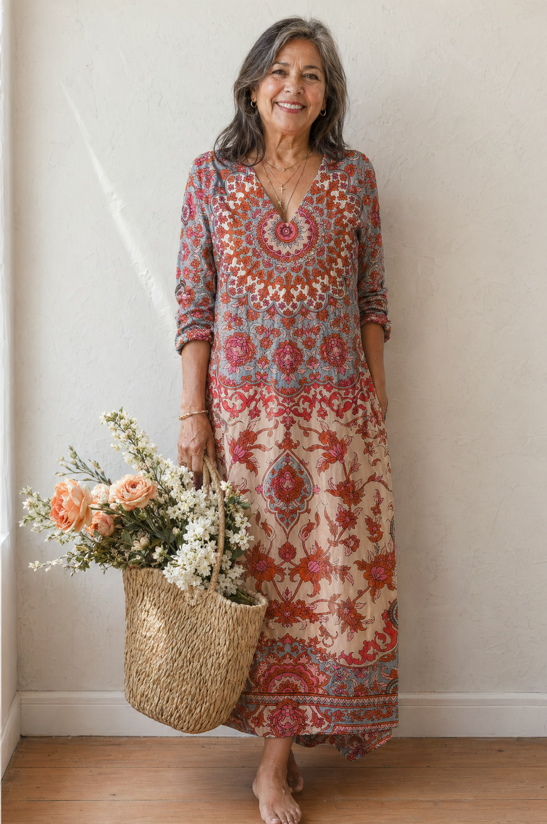 Watercolor Boho Pocket Shift Dress