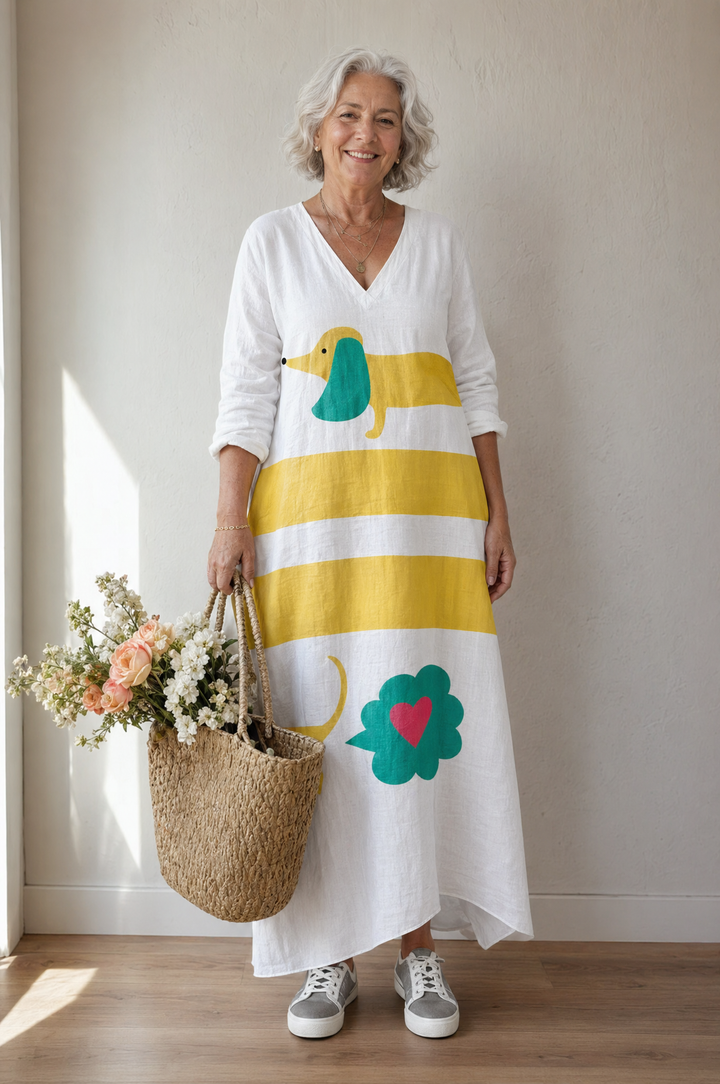 Modern Geometric Linen Dress