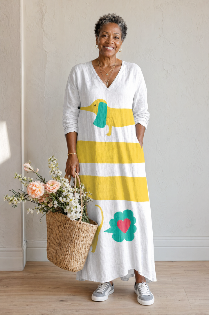 Modern Geometric Linen Dress