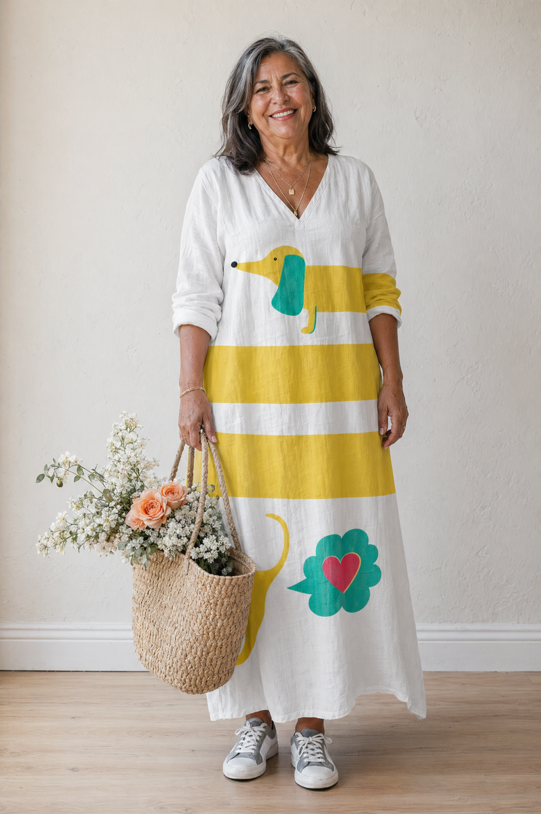 Modern Geometric Linen Dress