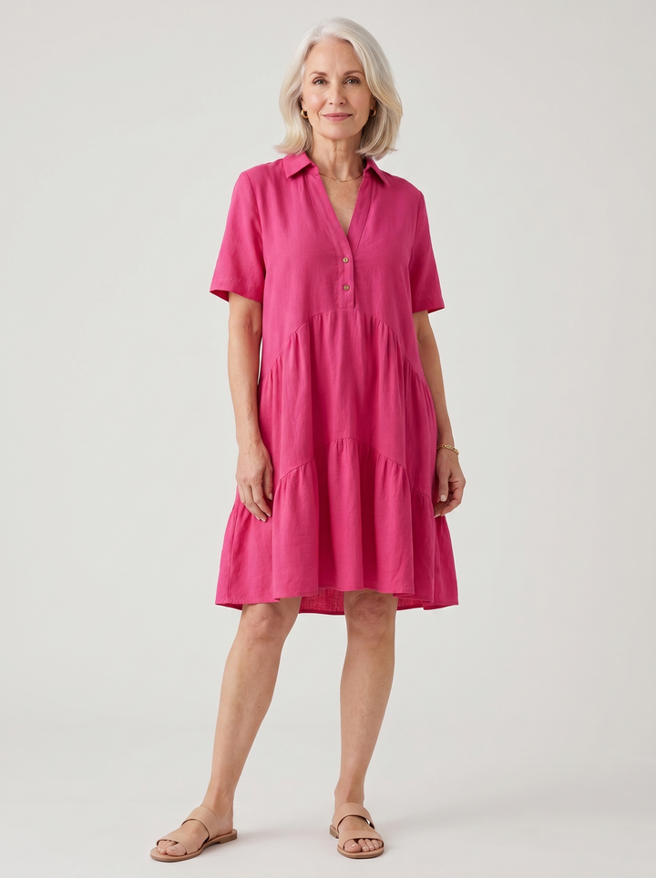 Collared Tiered Midi Dress
