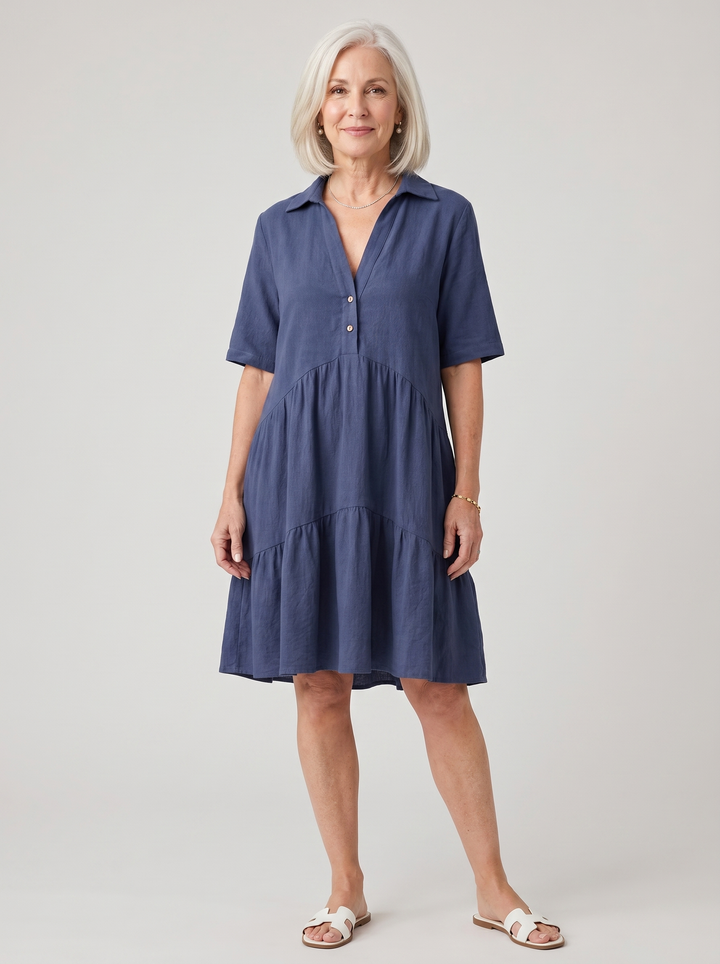 Collared Tiered Midi Dress