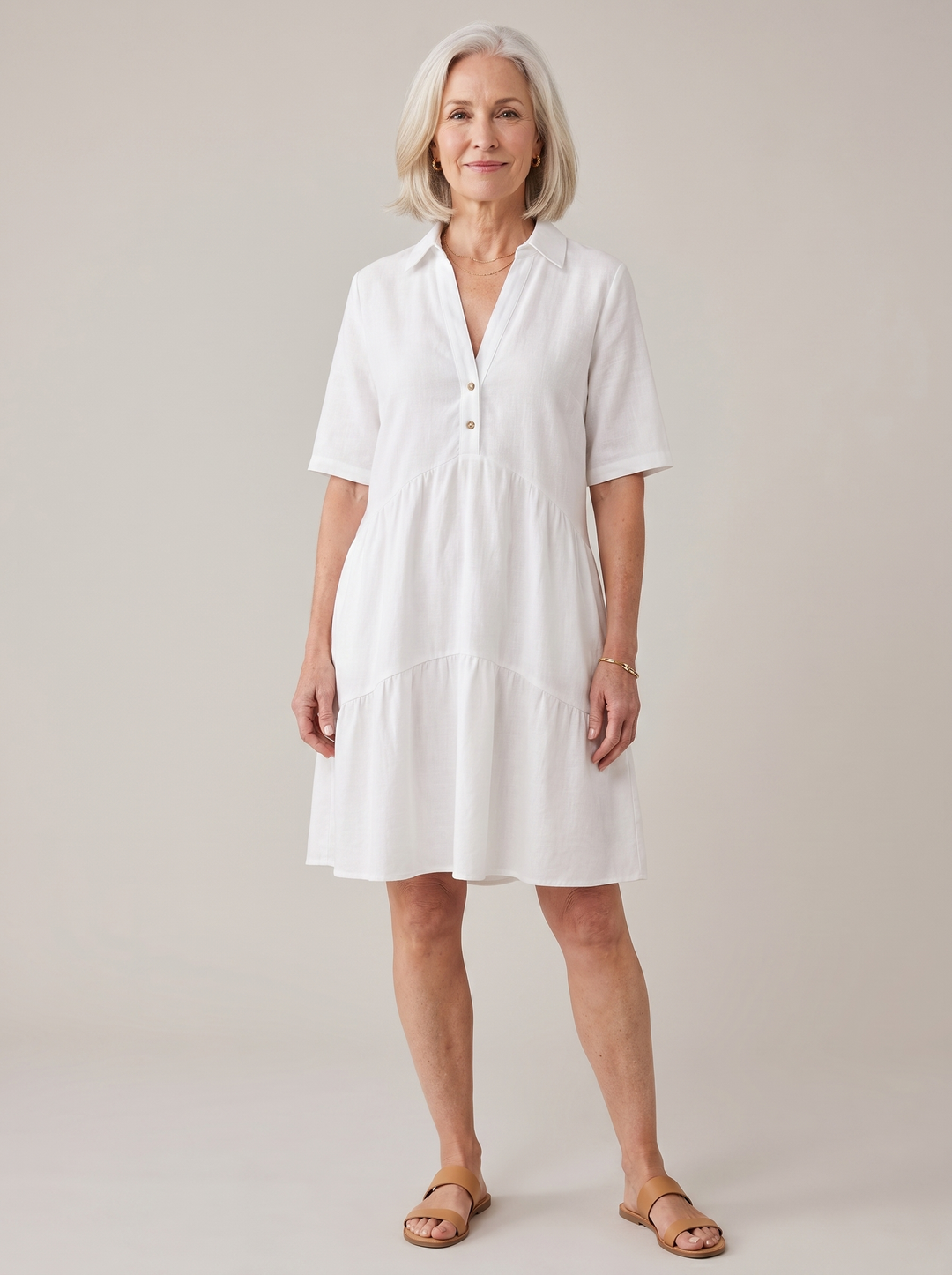 Collared Tiered Midi Dress