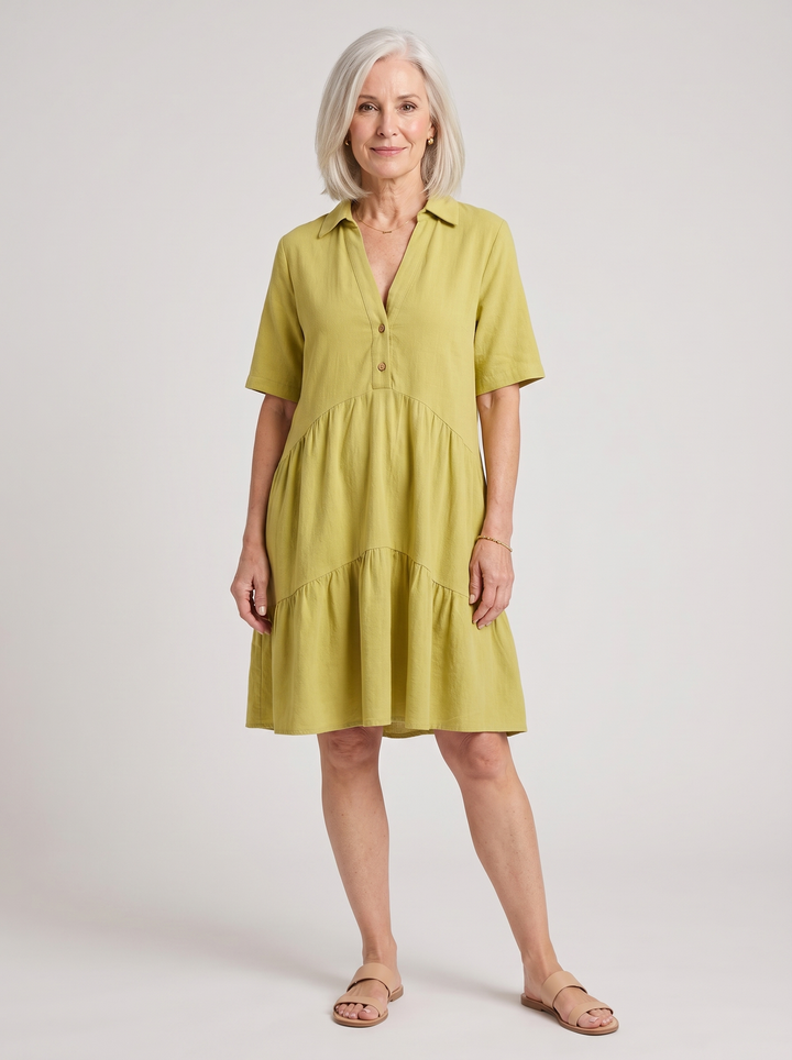 Collared Tiered Midi Dress