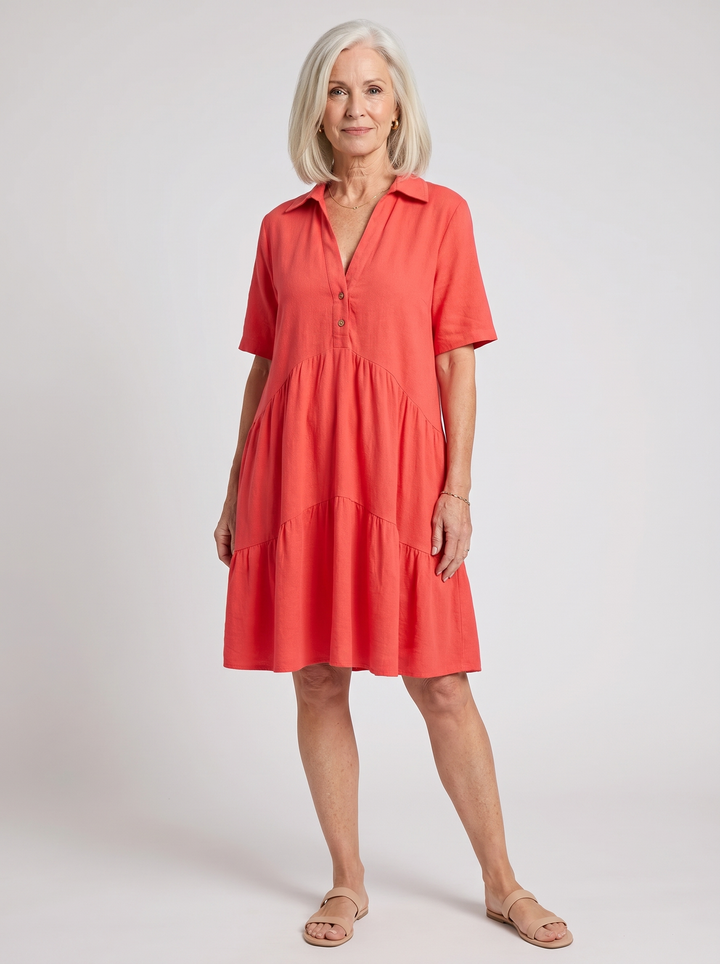 Collared Tiered Midi Dress
