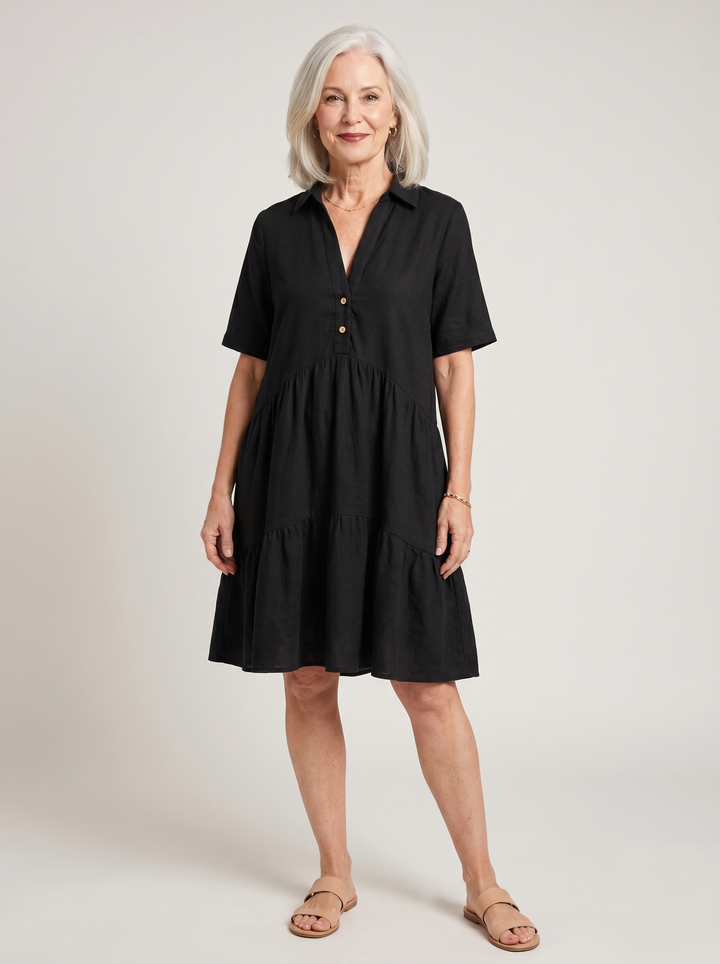 Collared Tiered Midi Dress