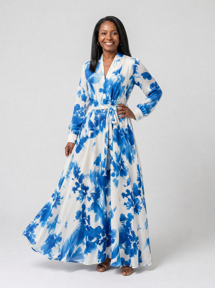Romantic Garden Party Floral Wrap Maxi Dress