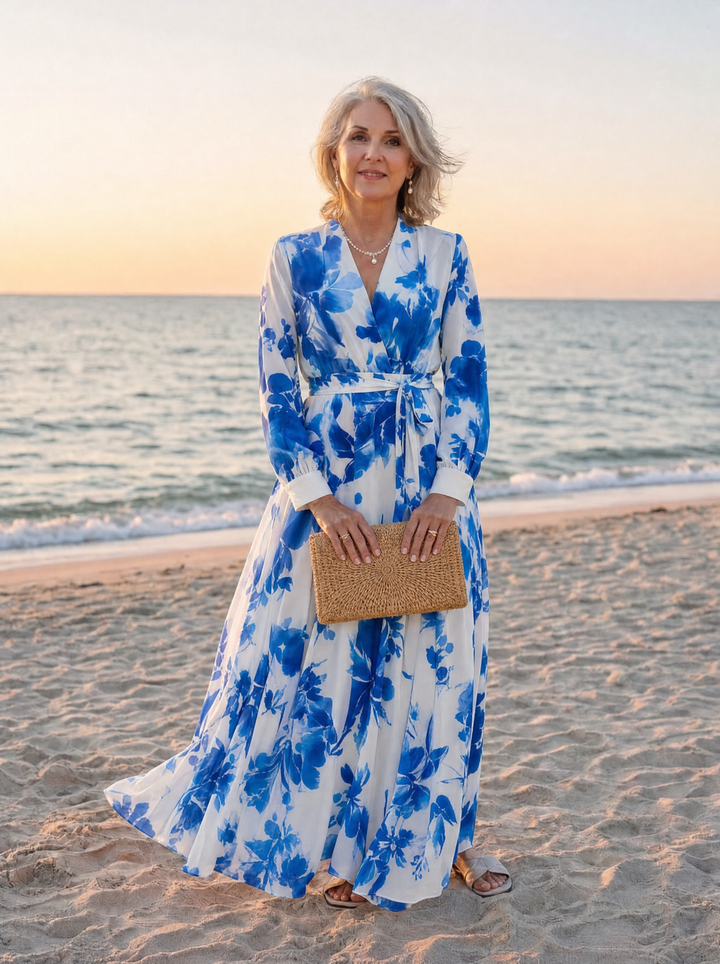 Romantic Garden Party Floral Wrap Maxi Dress