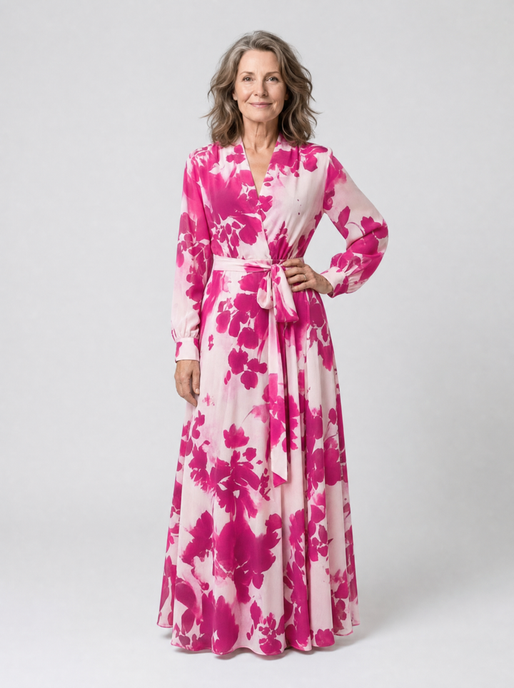 Romantic Garden Party Floral Wrap Maxi Dress