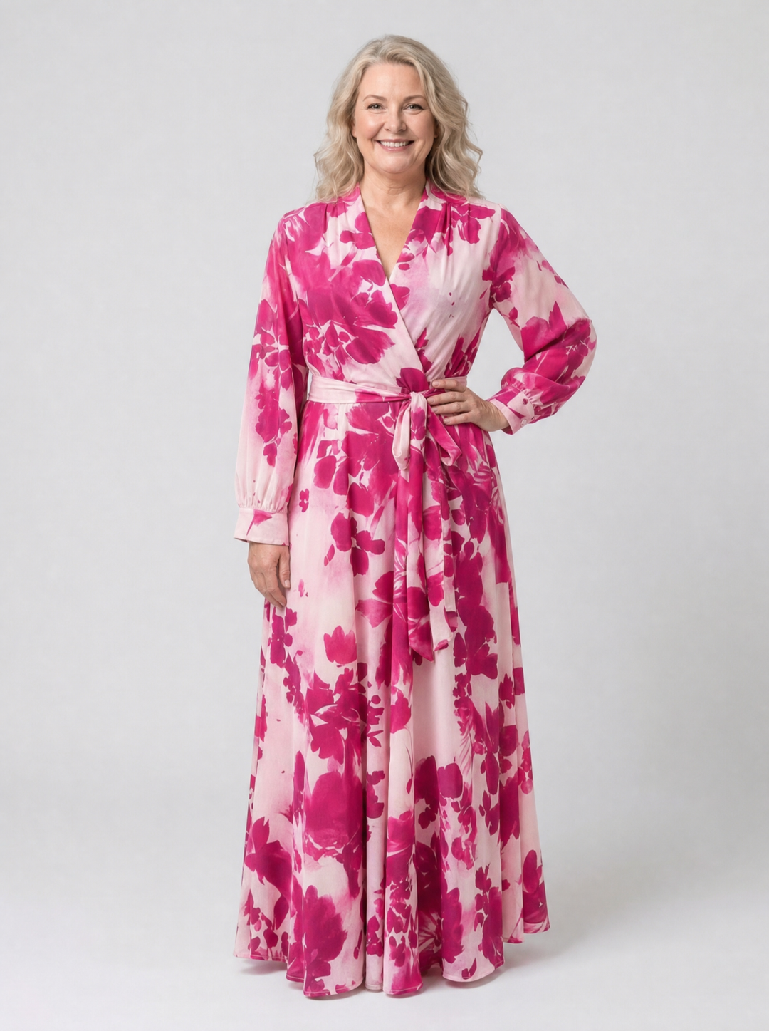Romantic Garden Party Floral Wrap Maxi Dress