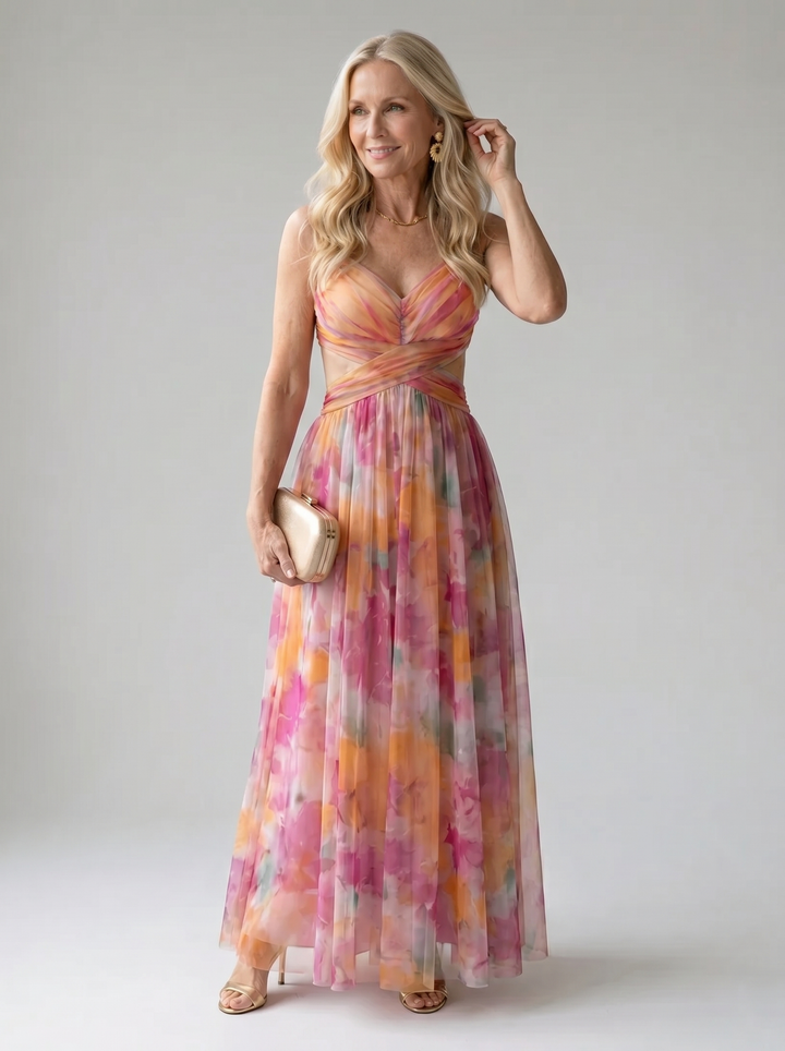 Watercolor Floral Wrap Maxi Dress