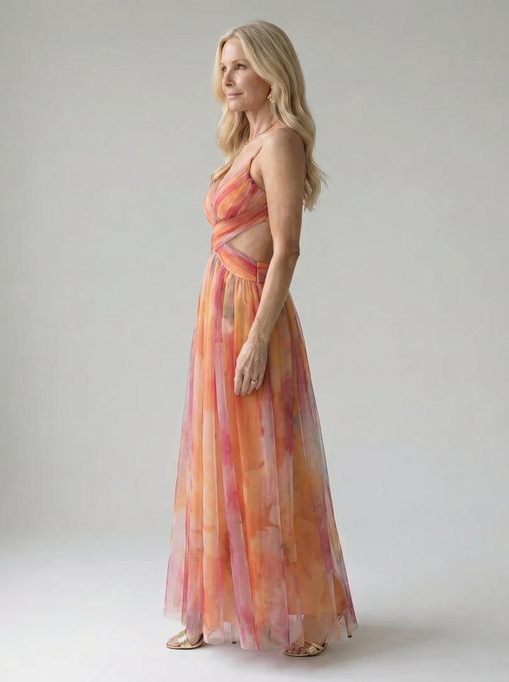 Watercolor Floral Wrap Maxi Dress