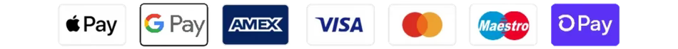Apple Pay, Google Pay, American Express, Visa, Mastercard, Maestro, Shop Pay